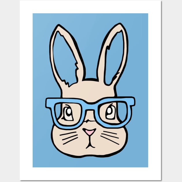 Bunny With Glasses , Super Adorable And Cute Wall Art by Barolinaa